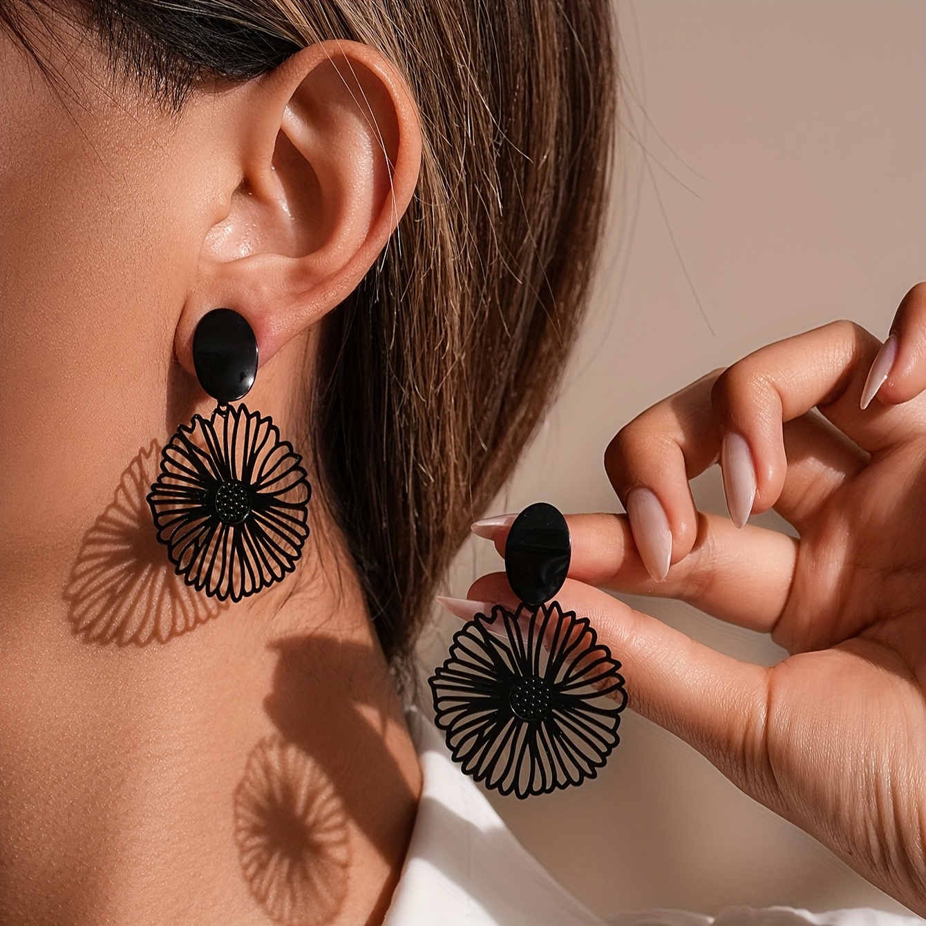 Women's Golden Clip-On Earrings, Piercing Resemble Design